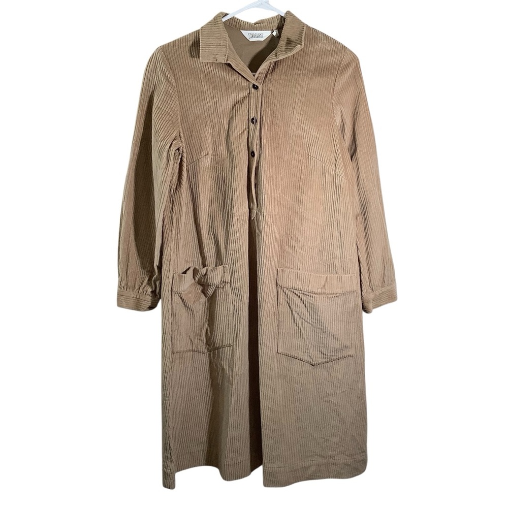Toast Corduroy Shirt Dress Long Sleeve Honey Beige